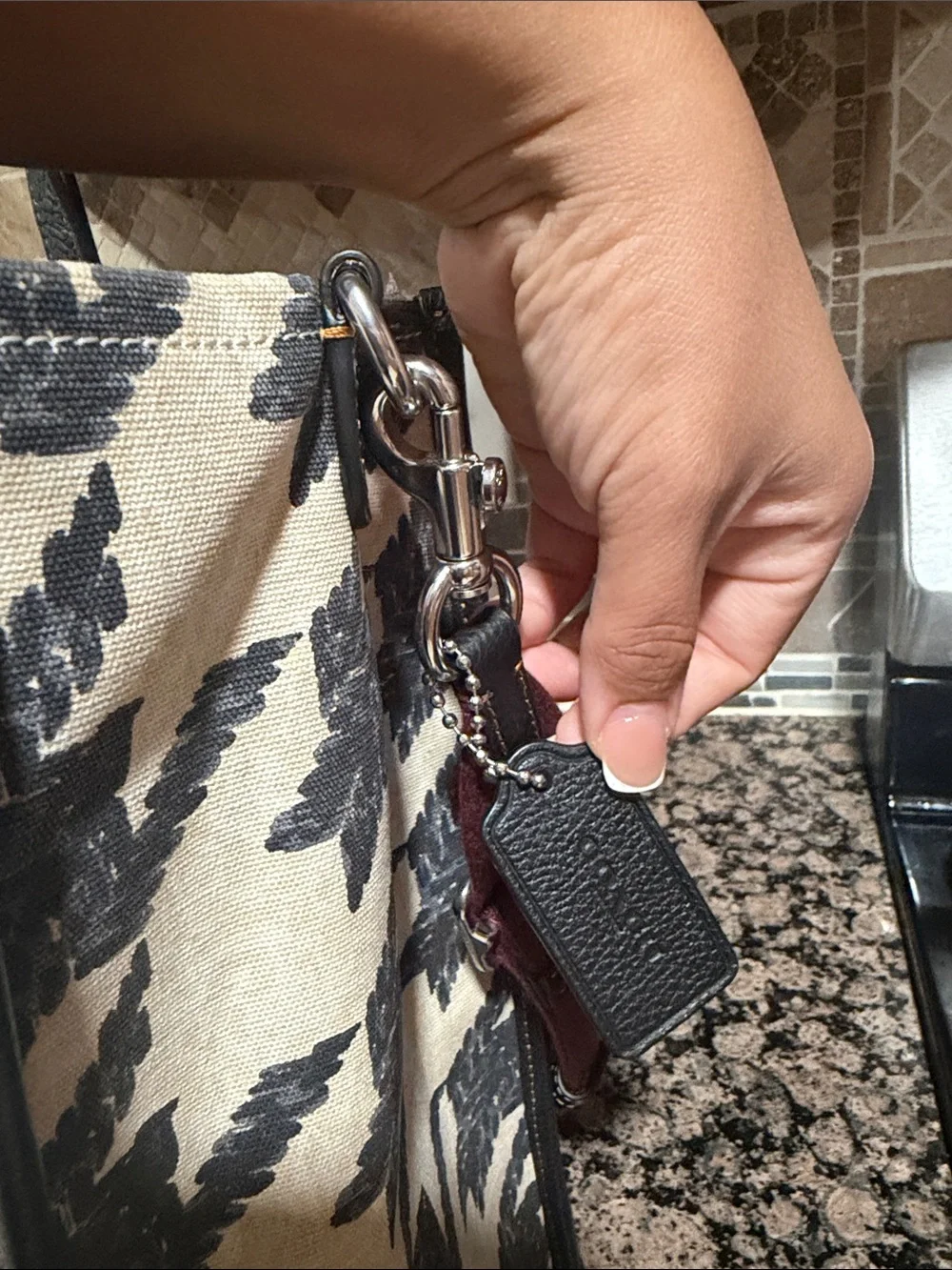Coach Dempsey Tote 40 With Houndstooth Print And Patch